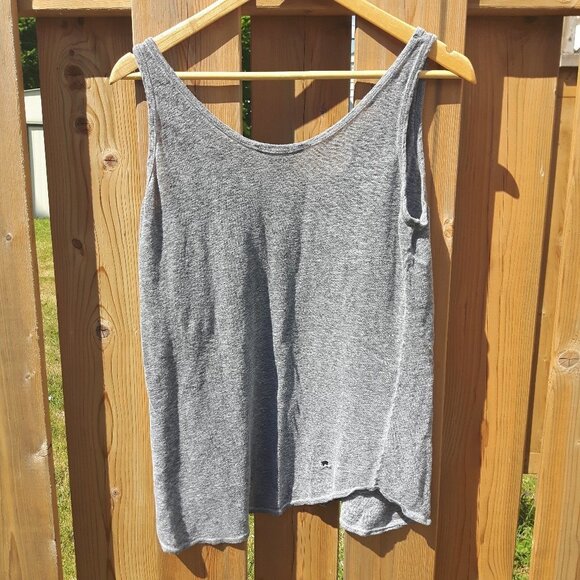 Zara Basics Loose Grey Tank Top Distressed M - Picture 3 of 4